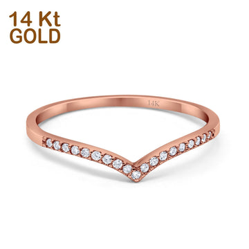 14K Rose Gold Eternity Wedding Band Ring Simulated Round Cubic Zirconia